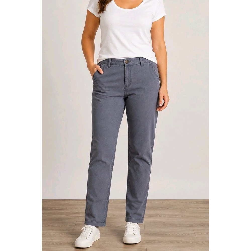 Faded Glory Womens Chino Pants 12A Gray Straight Leg Stretch
